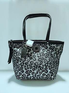 Coach Metallic Ocelot Leopard Print Tote Bag F21061